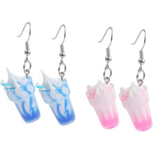 2 einzigartige Ohrringe mit Eisanhänger aus Acrylharz, Bubble-Tea-Ohrringe für Damen und Mädchen