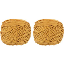 2pcs 16-Strand Cotton Yarn Woolen Yarn for Hand Knitting DIY Crafts Milky Yellow Thick Wool Suitable