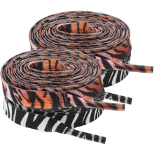 2 Paar flache Schnürsenkel mit Tiermuster für Stiefel und Sneaker – auffällige Tiger- und Zebra-Muster – stylische Ersatzschnürsenkel