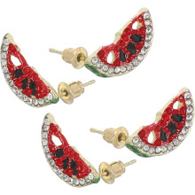 2 Paar Strass-Ohrstecker in Wassermelonenform, süße Wassermelonen-Ohrringe für Mädchen, Sommerschmuck für Frauen und Mädchen