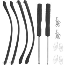 2 Paar TR90 Brillenbügel-Ersatzset, 8 mm breit, matte Oberfläche, mit Schrauben und Nasenpads