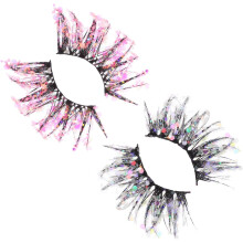 2 Paar leuchtende, dunkle Wimpern, künstliche Wimpern mit Pailletten, leuchtend, für Partys und Bühnen-Make-up