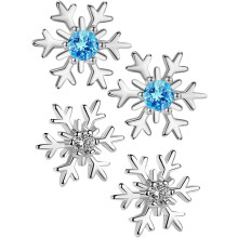 2 Paar Winter-Schneeflocken-Ohrringe, Weihnachtsschmuck, Strass-Kristall-Ohrringe für Damen