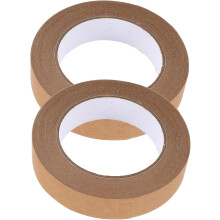 2 unidades de cinta de papel kraft marrón de 25 mm x 50 m, apta para escribir, para embalaje y envíos.