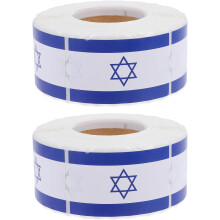 2 Rollen Vinylaufkleber mit Israel-Flagge (50 x 30 mm) und selbstklebenden Mini-Davidstern-Etiketten