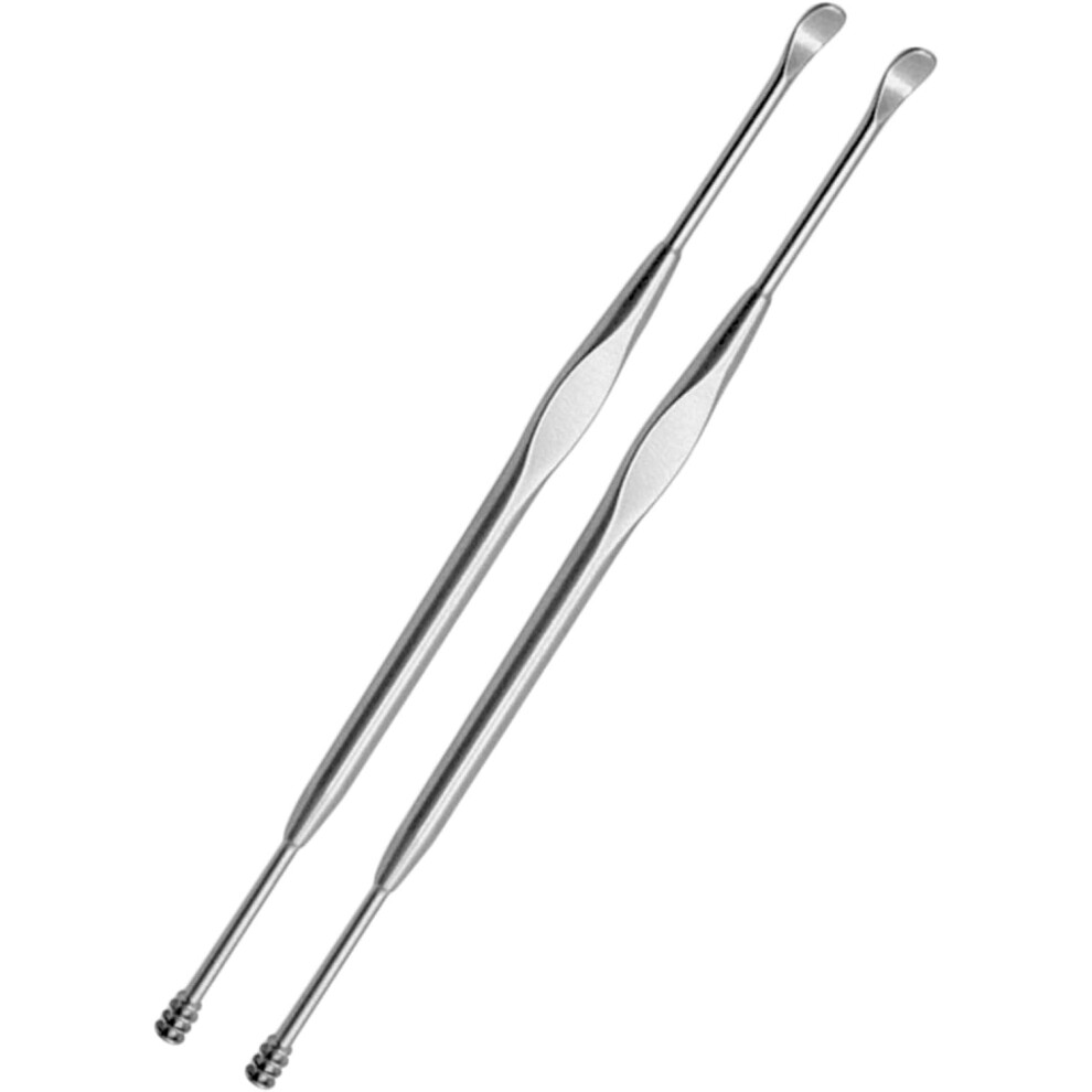 Hkhbjs Stainless Steel Double-End Spiral Ear Spoon 2Pcs Ear Cleaner Wax Removal Tool For Adults