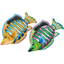 2 Stück Wanddekoration in Fischform aus Metall, hängend, aus Eisen gefertigt mit lebendigen und realistischen Details