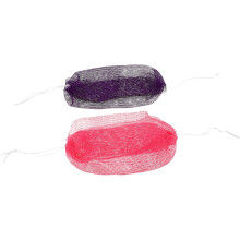 Lot de 2 éponges de bain africaines en filet, exfoliantes pour le dos et le corps, en matière très élastique et aux couleurs vives.