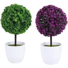 2 künstliche Blumentopfkugeln, realistische Bonsai-Optik aus Kunststoff, ideal als Heimdekoration