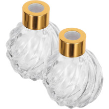 2 Stück Vintage-Aromatherapieflaschen, nachfüllbare leere Glasdiffusorflaschen für die Heim-Spa-Dekoration, goldener Deckel