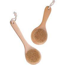 2 Stück Duschbürsten mit langem Griff, 25 x 8 cm, Rückenbürste mit runden Wildschweinborsten, Peeling- und Massagebürste für Bad und Badewanne