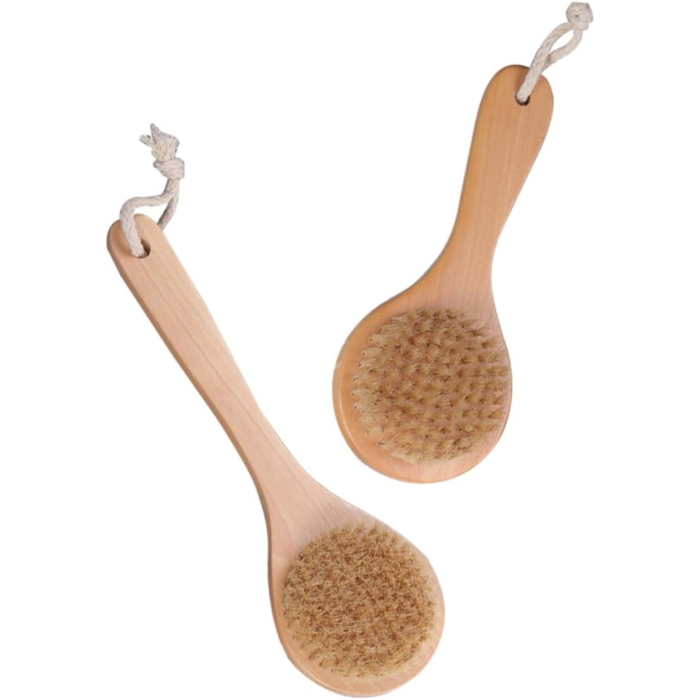 Hkhbjs 2Pcs Long Handle Shower Brush 25X8cm Back Scrubber Round Boar Bristles Exfoliating Bath Massage Brush