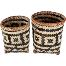 Lot de 2 paniers en bambou, poubelles multifonctions, faciles à déplacer, matériau robuste et durable