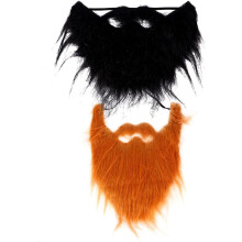 2-teiliges Halloween-Bart-Set: Schwarze und braune Plüsch-Schnurrbärte, lustige Kostüm-Accessoires für Männer