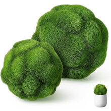 2 bolas decorativas de musgo artificial para topiarios florales, resistentes a la decoloración, de espuma flocada resistente, color verde.