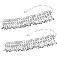 2 stk. Boho klokke ankelkjede armbånd justerbare flerlags dusk fotkjeder for kvinner sandaler stranddans magedans statement smykker