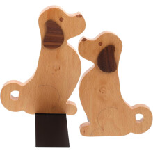 2 houten boekensteunen met decoratief puppydesign, eenvoudige boekensteunen voor op kantoor.