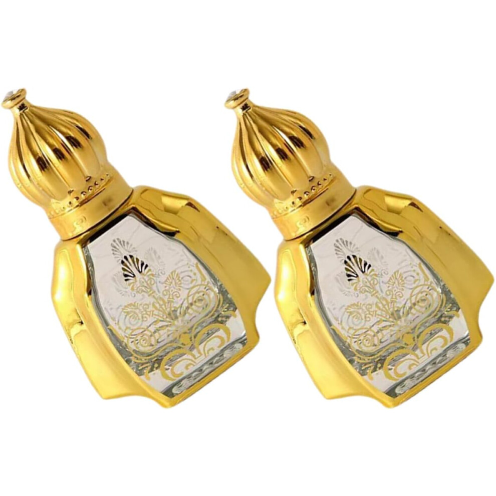 Hkhbjs Golden 2Pcs Essential Oil Roller Bottles Portable Cuticle Oil Bottles With Random Pattern Uv Protection Leak Design And Perfumes