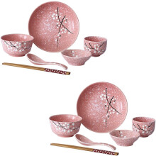 Japanisches Keramik-Besteckset mit zartem Design, rosa, zum Servieren von Speisen, für Zuhause und Restaurant