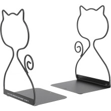 Handgefertigte Buchstützen aus Metall, kleines schwarzes Katzenmotiv, Lesebuchhalter, verdickte Schreibtisch-Aktenständer
