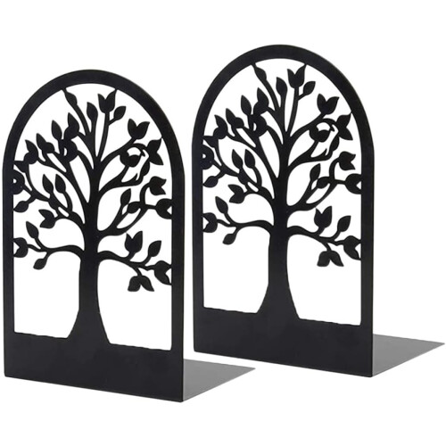 2-pcs Iron Tree Designed Bookends Decorative Book Holder for Study Desk Organizer
