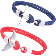 2er-Set Walflossen-Überlebensseil-Armbänder für Damen und Herren, nautische Charme-Armbänder