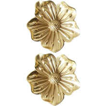 2 Stück goldene Messing-Blumenknöpfe mit glatter Oberfläche und einfacher Montage