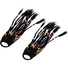 2 buc extensii de coadă de cal împletită pentru perucă cu coadă de cal colorată, bucăți de păr, extensii de păr împletite manual