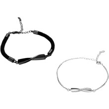 Partner-Armbänder-Set, Infinity-Ring, schwarz-weiße Armbandkette, dekoratives Gliederarmband, Schmuckstück für Valentinstag oder Geburtstag