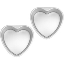 2 stampi per torta a forma di cuore, in lega di alluminio, superficie liscia, 21,6 x 7,6 cm.