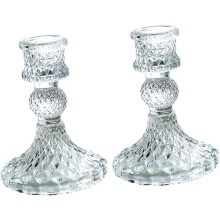 2 Stück Glas-Kerzenhalter für romantische Tischdekoration, Kerzenständer für den Heimgebrauch