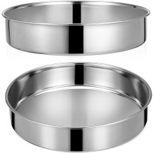 2pcs Stainless Steel Round Pan Cake Pans Easy Cleanup Accommodates Steaming Silver Bakeware