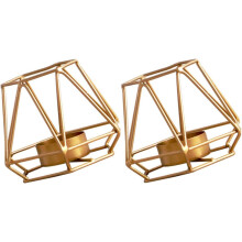 2 Stück geometrische Kerzenhalter, Haushaltskerzenhalter aus hitzebeständigem Eisen, dekorativ