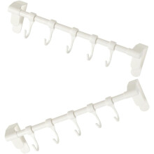 2er-Pack Schrankhandtuchhalter zum Einhängen an der Tür, Handtuchstange mit Schnalle, weißer Kunststoff, platzsparende Lösung