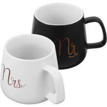 2er-Set Kaffeetassen zum Hochzeitstag für Ehepaare, Keramikbecher, 330 ml