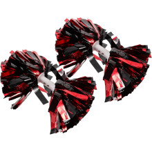 2 Stück 5-Zoll-Pompons in Karmesinrot und Schwarz-Metallic für Cheerleading, Hand-Cheerleading-Zubehör