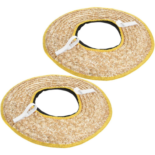 2Pcs Hard Hat Sunshade Visor Straw Woven Brim 45Cm Diameter Construction Worker Helmet Attachment