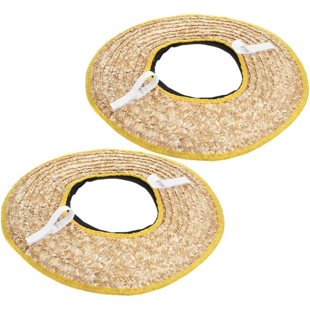 2Pcs Hard Hat Sunshade Visor Straw Woven Brim 45Cm Diameter Construction Worker Helmet Attachment 5455468296727
