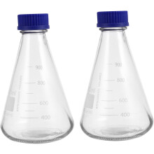 Fioles Erlenmeyer coniques en verre, graduées avec précision et à fond solide, pour expériences (2 unités, 1000 ml).