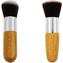 Make-up-Set, 2-teilig, mit Etui, flachen und runden Pinseln, Kosmetikgriff aus Holz, leicht und robust, ideal für Reisen