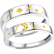 2pcs Couple Adjustable Minimalist Moon Star Design Jewelry for Daily Wear Chic Finger for Men Women Romantic for Valentine Day