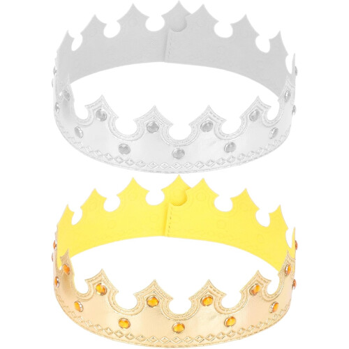 2 corone reali per eleganti corone di compleanno, splendide e comode da indossare per feste e cosplay.