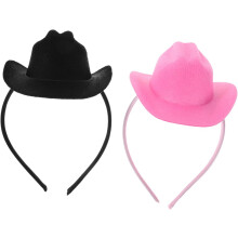 2 Mini-Cowgirl-Hut-Stirnbänder, winzige Cowboyhut-Stirnbänder für Damen und Mädchen, Western-Party-, Feiertags- und Karnevalskostüm-Accessoires