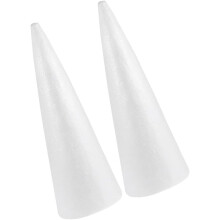 2 weiße Schaumstoffkegel für Bastelprojekte – ideal für Jungen und Mädchen – aus Polystyrol