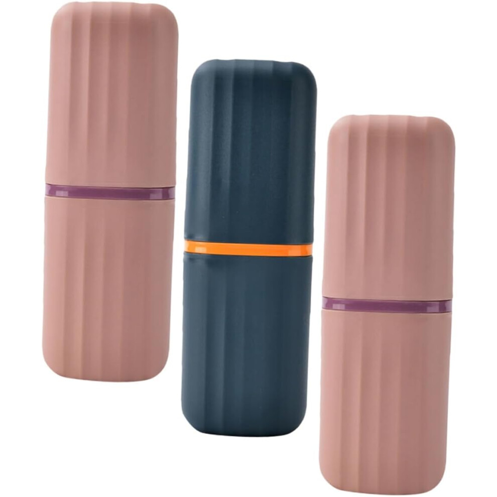 Hkhbjs Pink 3Pcs Toiletries Reusable Plastic Toothbrush Cups Toothbrush Holder Box