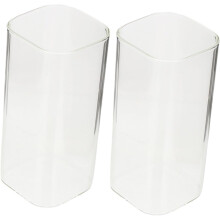 2 quadratische Glasbecher für Wasser, Tee und Saft aus hochwertigem Borosilikatglas