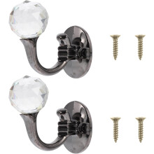 2 Stück Gardinenhaken, Gardinenzubehör, Kristall-Zinklegierungshaken, Schwarz, Kreatives Design, Praktisch