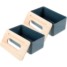 2er-Pack Tisch-Taschentuchboxen mit Holzdeckel, Kunststoff-Taschentuchbox-Organizer für den Haushalt