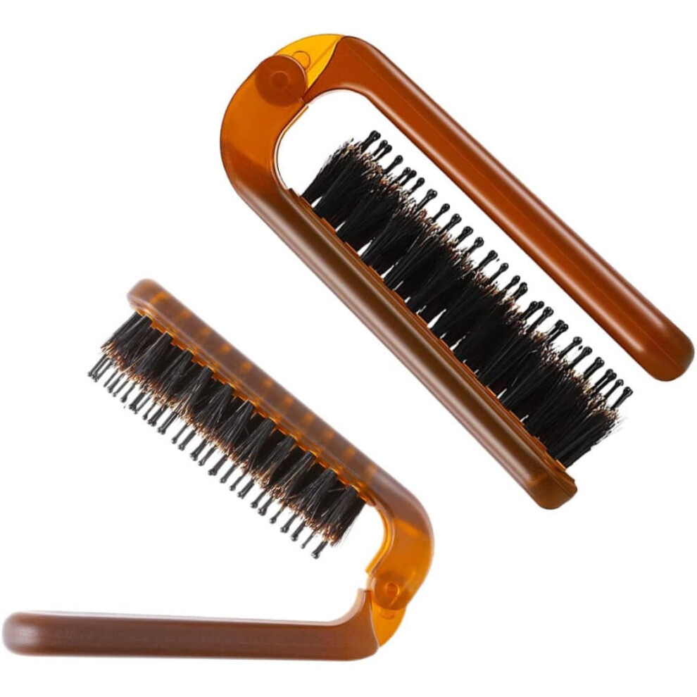 Hkhbjs Unisex Portable Folding Boar Bristle Hair Combs 2Pcs Set Multi-Function Pocket Comb