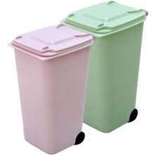 Lot de 2 mini poubelles de bureau compactes en polypropylène avec porte-stylo multifonctionnel